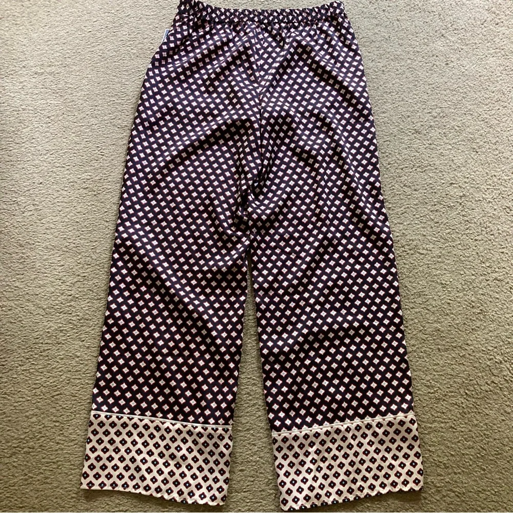 Zara Patterned Satin Effect Wide Leg Pants, NWT Sz M
